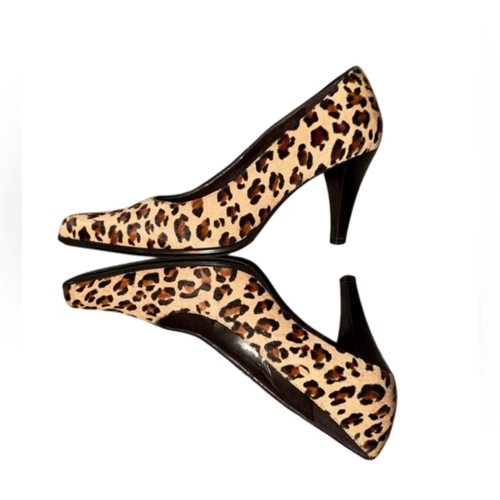 Franco Sarto | Women's Tan Brown Leopard Print Leather Calf Hair Heels Sz 7.5 m